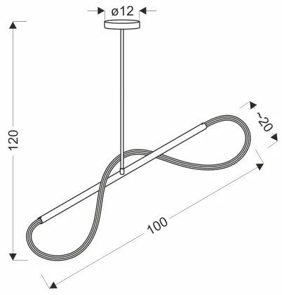 Lustră LED suspendată pe cablu SUPREME, 22W/230V, 100 cm, auriu