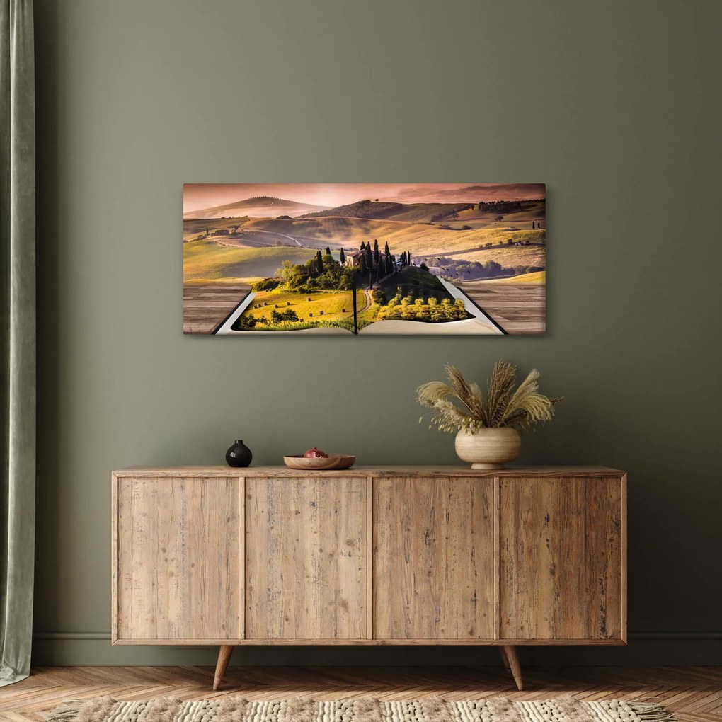 Tablou cu peisaj în carte (120x50 cm)