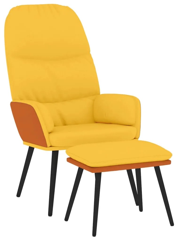 3097370 vidaXL Scaun relaxare cu taburet, galben muștar, textil