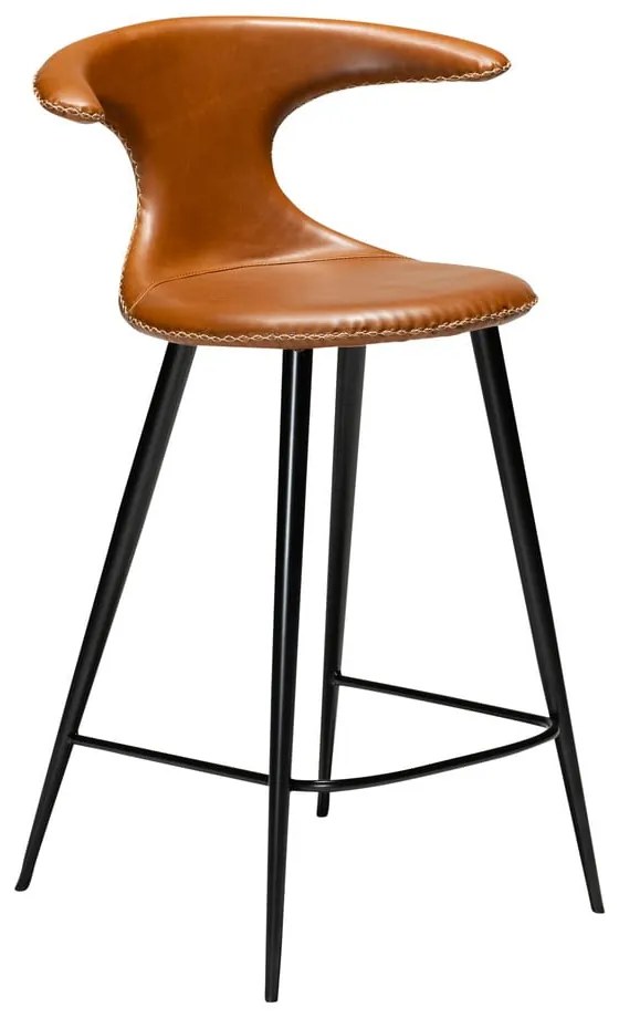 Scaun bar din piele artificială DAN–FORM Denmark Flair, maro coniac, înălțime 90 cm
