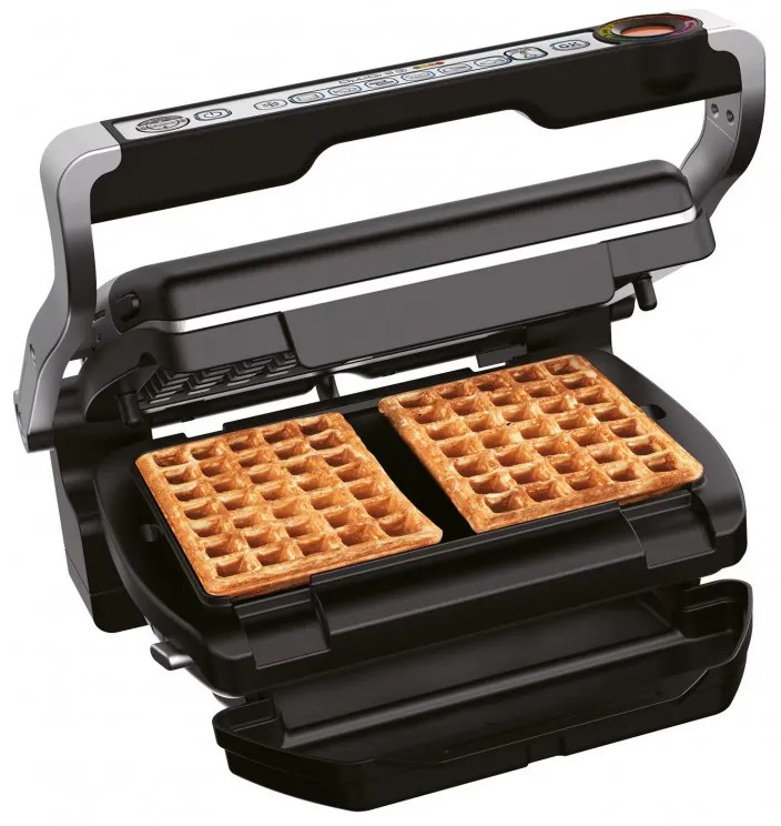Gratar electric Tefal OptiGrill+ Waffles GC716D12, 2000W, 6 programe, Acoperire antiaderenta Teflon, Placi pentru vafe, Control temperatura, Max 275°C, Inox