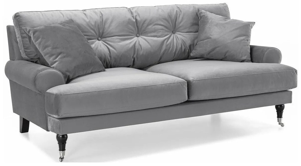 Set mobilier tapițat Seattle E128Gri, Tapiterie, Picioare: Role, Metal, Lemn