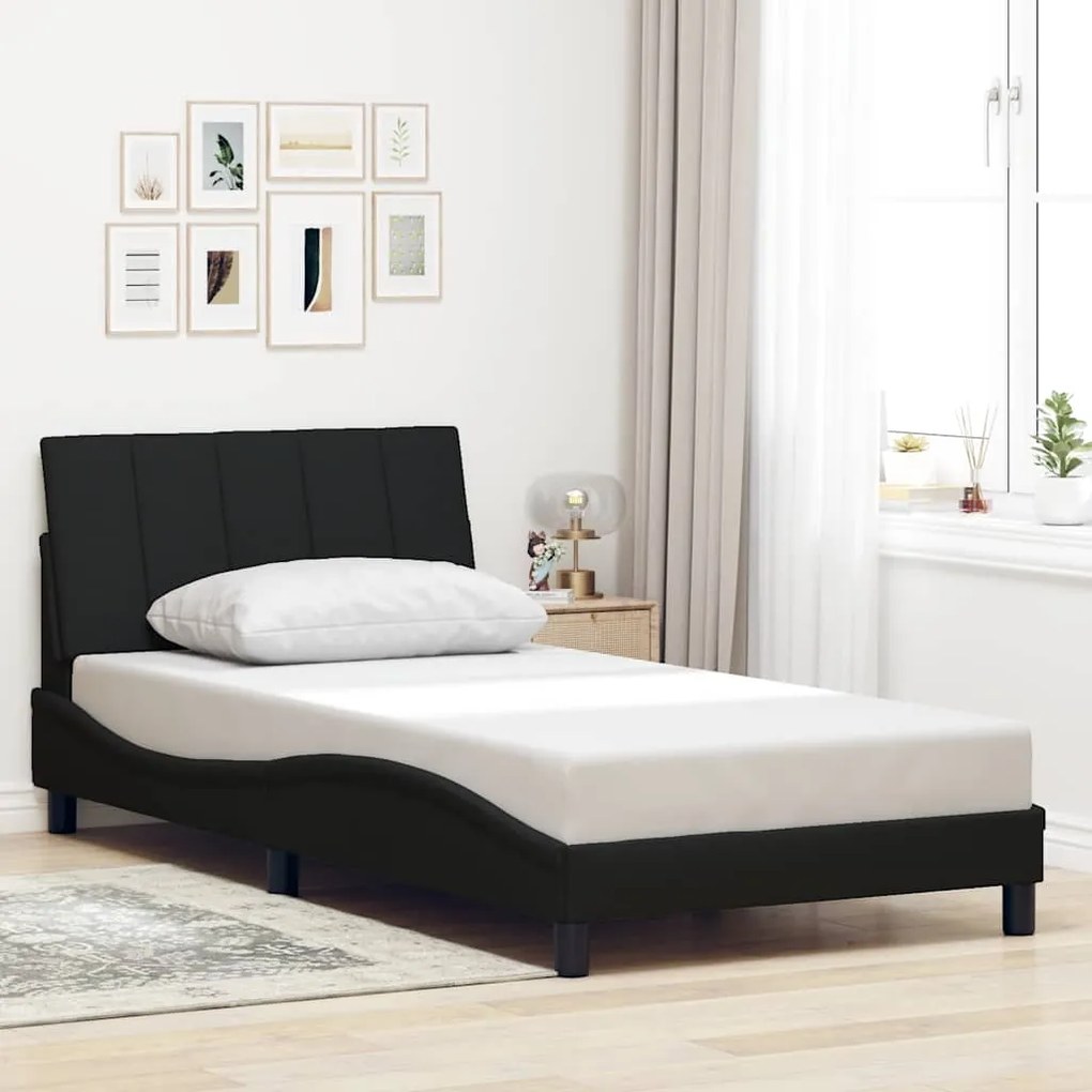 vidaXL Cadru de pat fără saltea, negru, 100x200 cm, textil