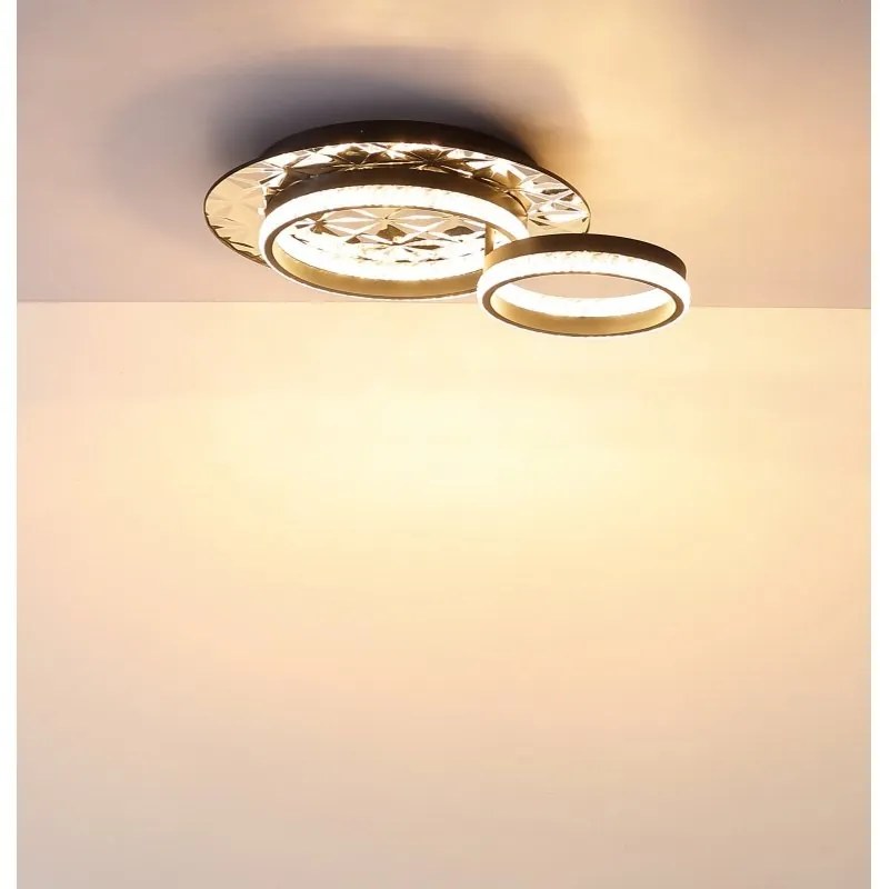 Plafoniera LED metal negru, otel cromat DELLA II