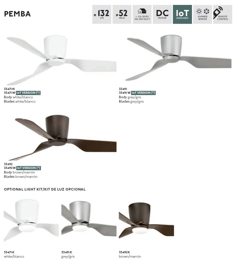 Ventilator de tavan cu telecomanda design modern PEMBA alb