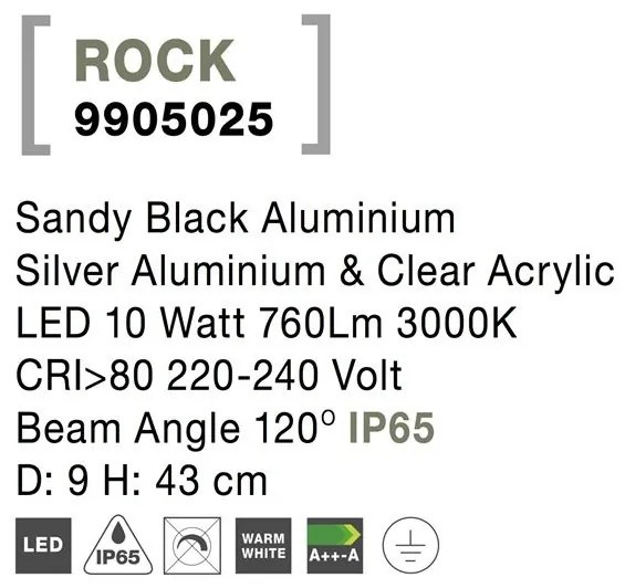 Stalp LED pentru iluminat exterior IP65 ROCK H-43cm NVL-9905025