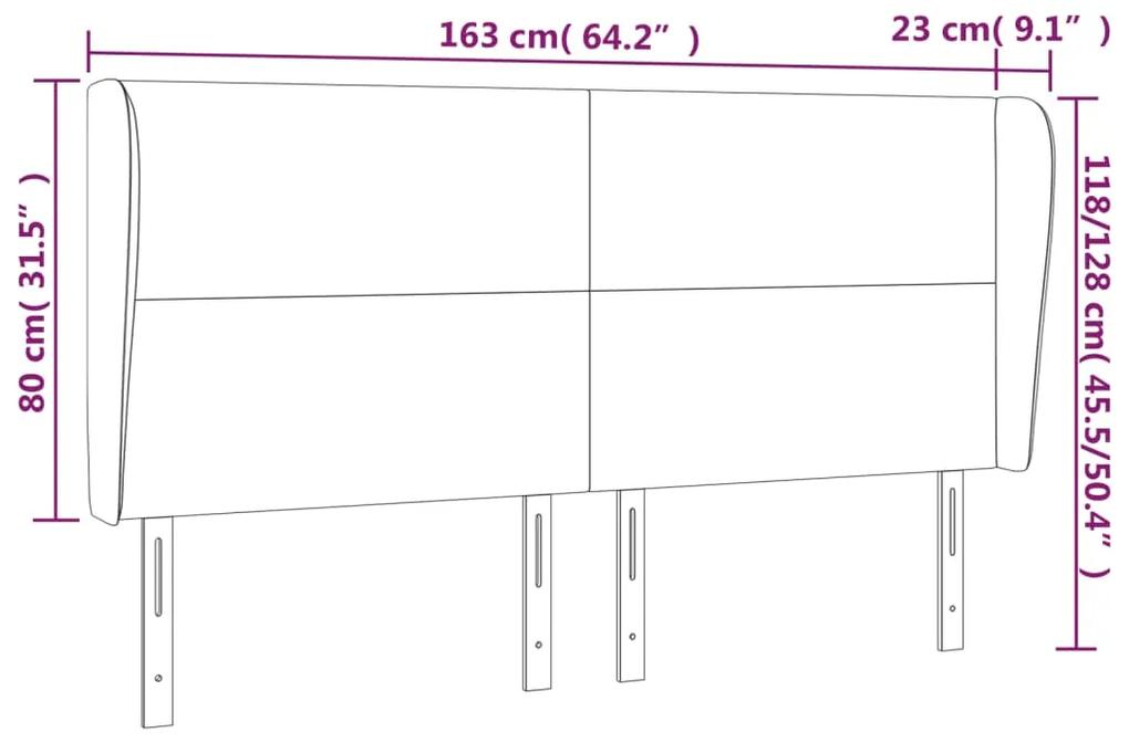 Tablie de pat cu aripioare gri deschis 163x23x118 128cm catifea 1, Gri deschis, 163 x 23 x 118 128 cm