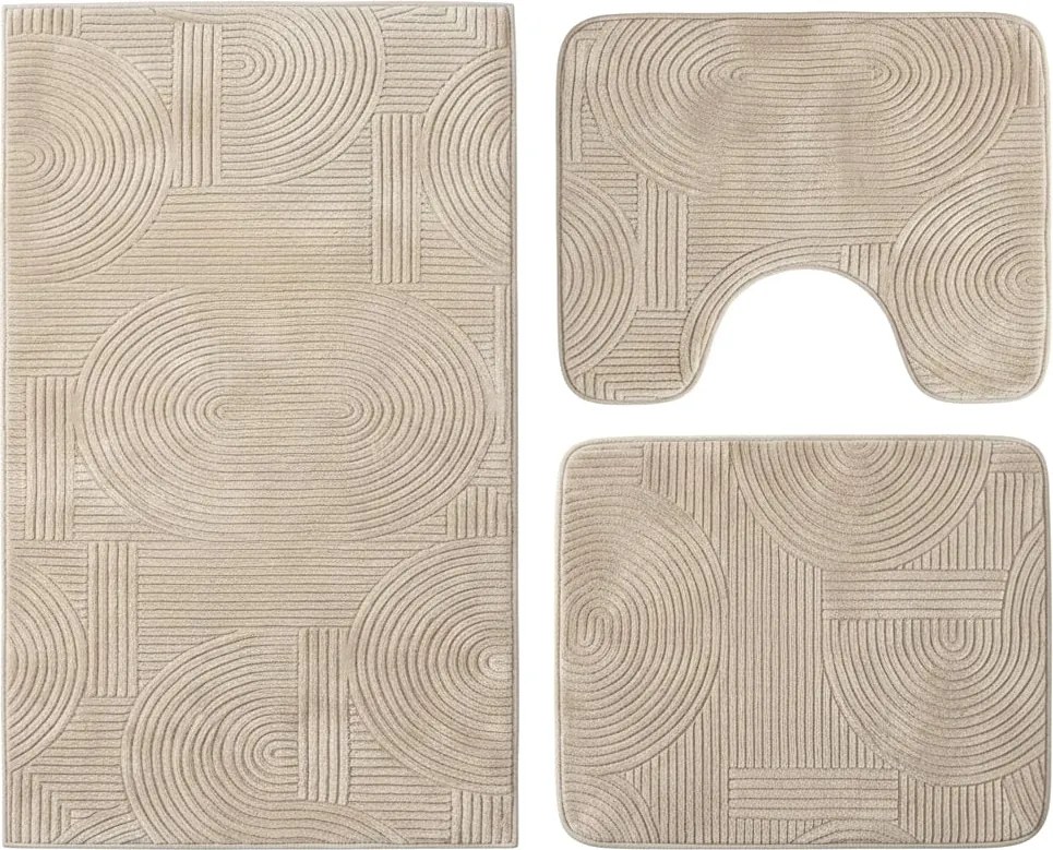 Set 3 Covoare baie antiderapante Soft, 60x90 cm, CBA401