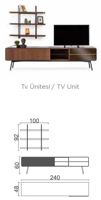 Comoda de tv cu unitate de perete pentru living - arcadia