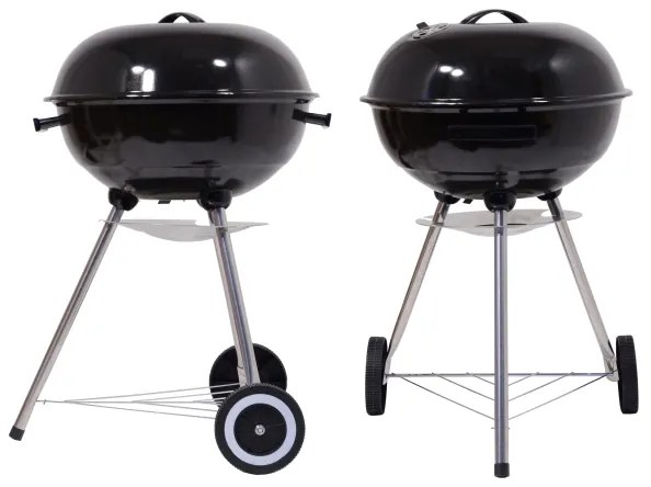 Grătar portabil cu cărbuni, negru