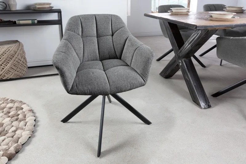 Set 2 scaune pivotante Papillon, tesatura structurala gri inchis