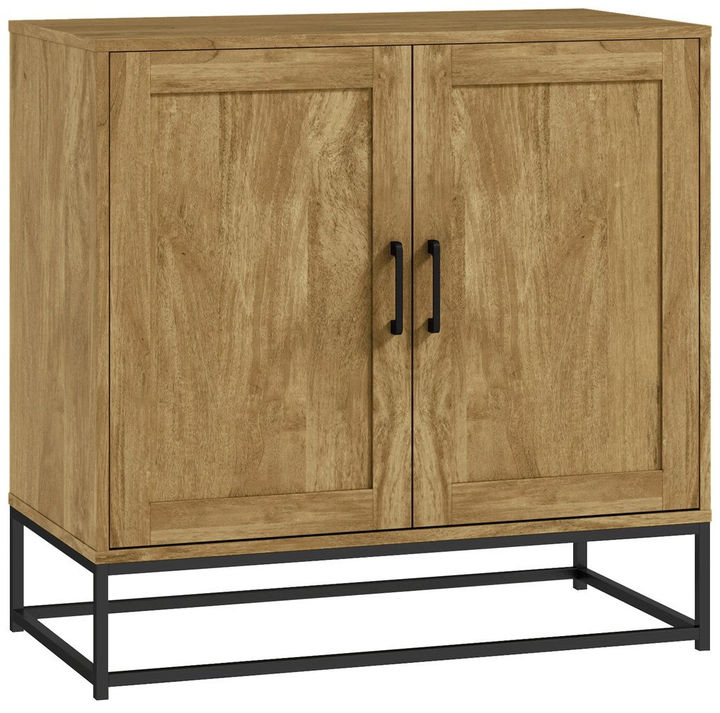 HOMCOM Bufet de Bucătărie cu 2 Nivele și Raft Reglabil, Mobilier din Pal Melaminat și Oțel, 80x40x78 cm, Lemn Natural | Aosom Romania