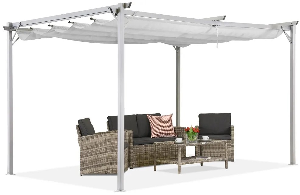 Alb La Palma 3x3m patio pergola cu perdele Garden Point