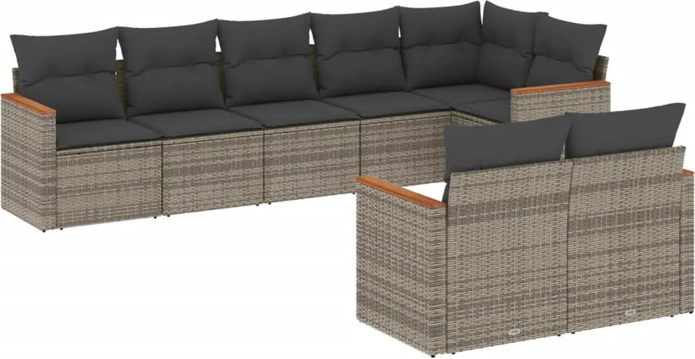 vidaXL Set canapele de grădină cu perne, 8 piese, gri, poliratan