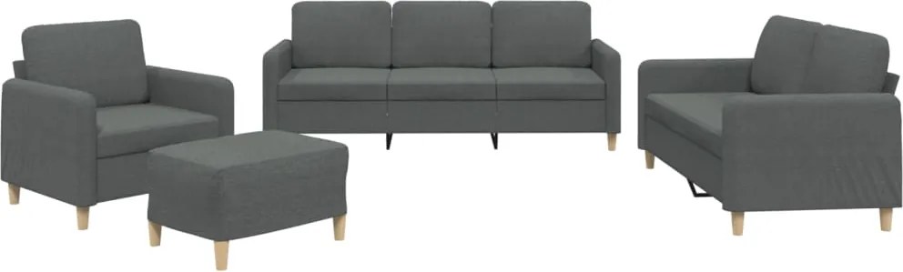 vidaXL Set de canapele cu perne, 4 piese, gri închis, textil