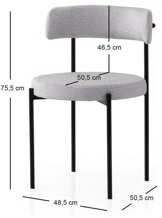 Set de scaune de sufragerie Gini Light Grey andBlack, 2 buc.