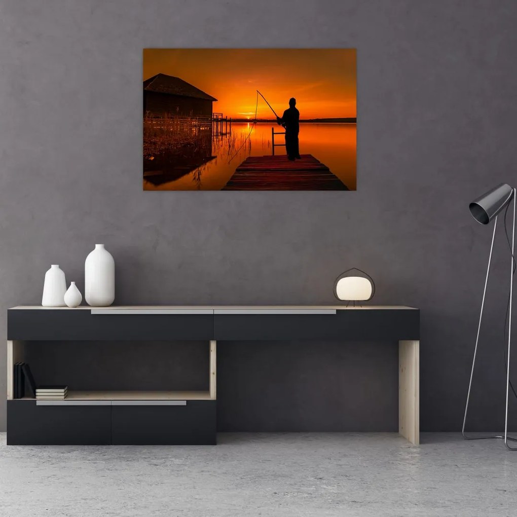 Tablou cu pescar (90x60 cm)