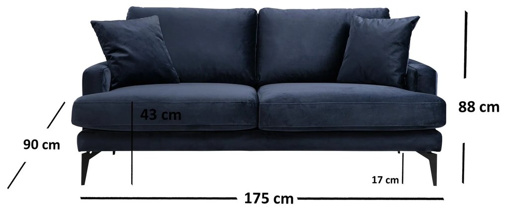 Canapea două locuri Papirolla (albastru marin + negru). 1106653