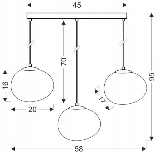 Lustră pe cablu STONES 3xE27/40W/230V