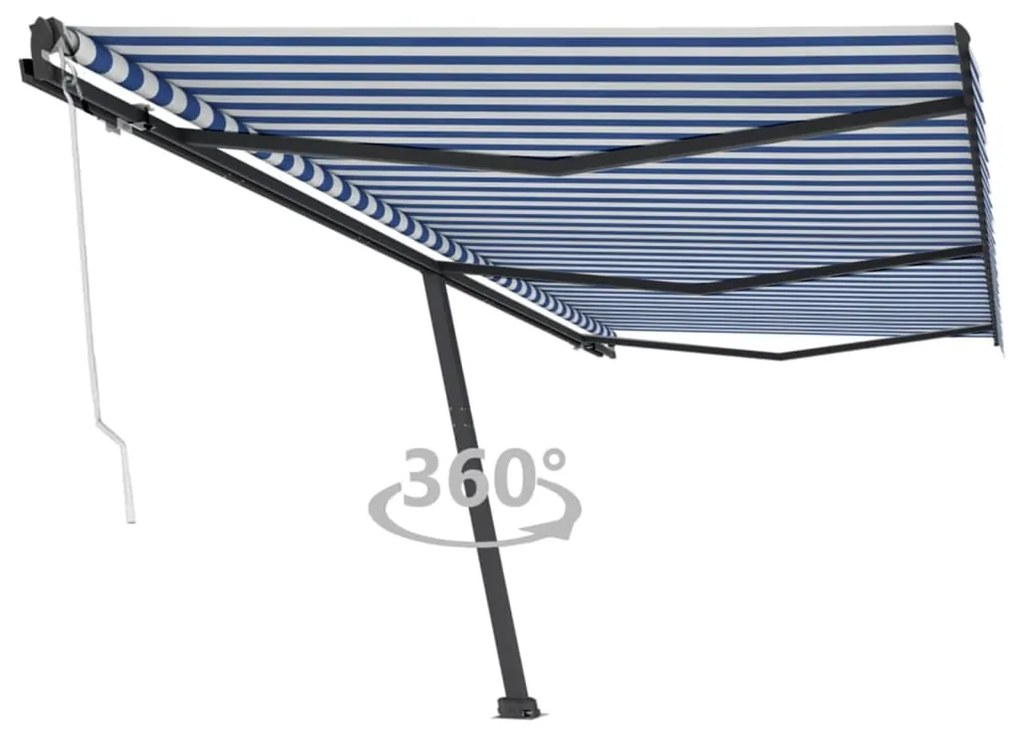 vidaXL Copertină autonomă retractabilă automat albastru/alb 600x300 cm