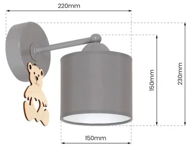 Aplică perete copii BEAR 1xE27/60W/230V