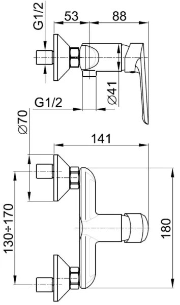 Baterie de duș KFA Armatura 5026-010-00 TANZANIT alamă