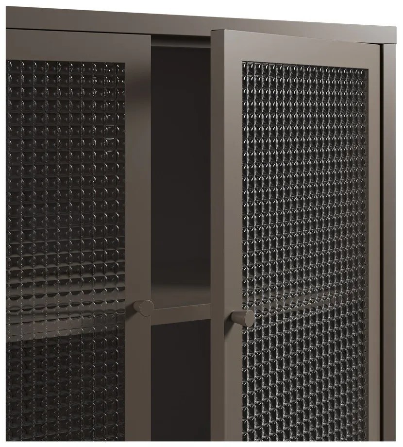 Vitrină gri din metal 121x90x40 cm Layna – Marckeric