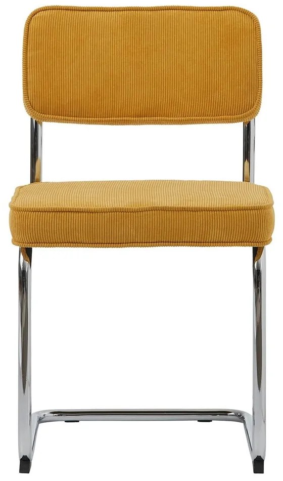 Scaun de dining galben din catifea reiată Rupert – Unique Furniture