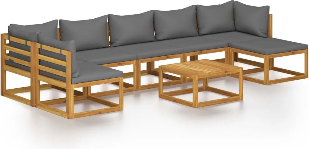 vidaXL Set mobilier grădină cu perne, 8 piese, lemn masiv acacia