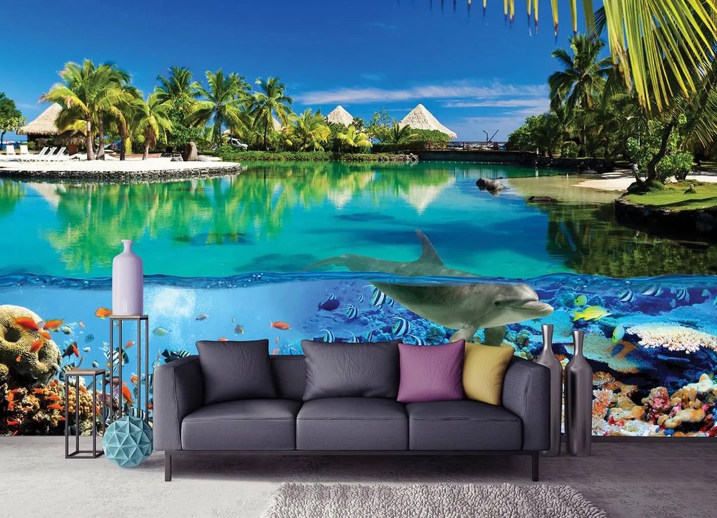 Fototapet - Recif de corali și Maldive (152,5x104 cm)