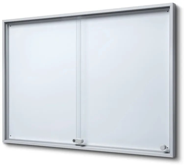 Vitrina cu informații interioare cu uși glisante SLIM 6 x A4 - spate tablă, aluminiu
