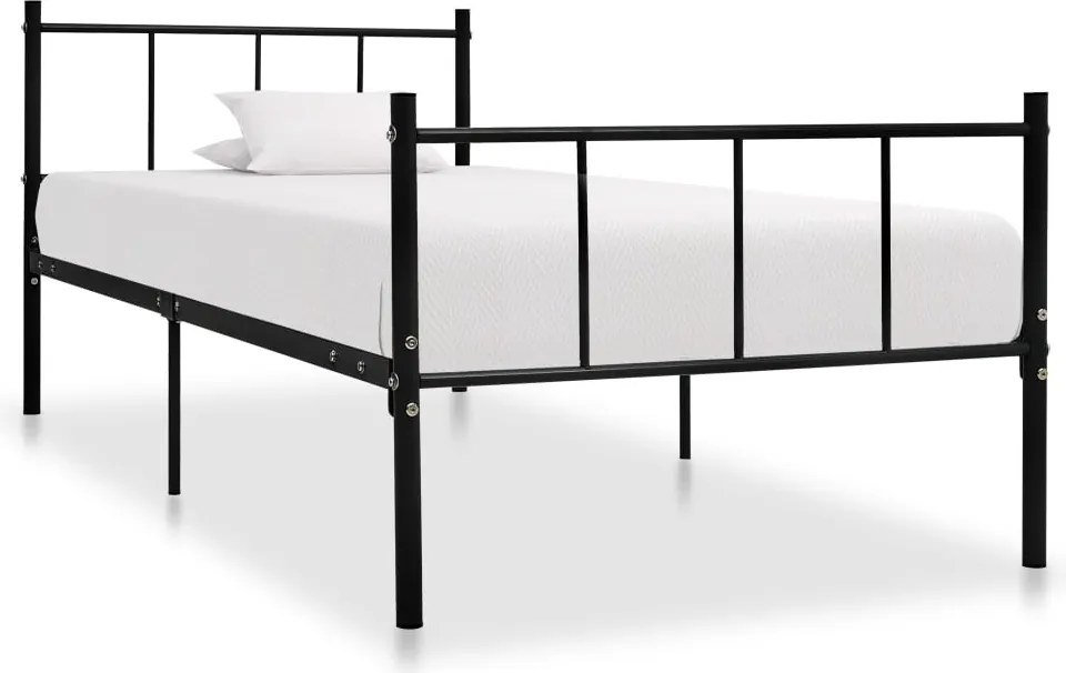 vidaXL Cadru de pat, negru, 90 x 200 cm, metal