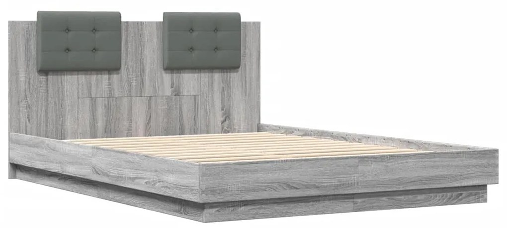3209931 vidaXL Cadru de pat cu tăblie gri sonoma 120x200 cm lemn prelucrat