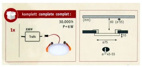 Paulmann 92387 - LED/4,5W IP44 Lampă încastată baie VARIFIT 230V