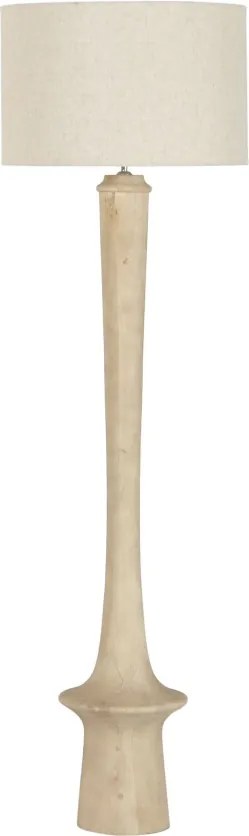 Lampadar din lemn de mango și in, natur, cu picior strunjit și abajur cilindric, finisaj natural, 171 x 52 cm, „Talloires”