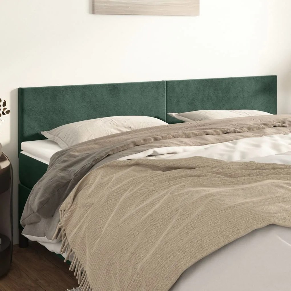 345861 vidaXL Tăblii de pat, 2 buc, verde închis, 100x5x78/88 cm, catifea