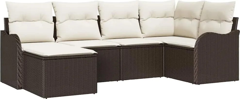 vidaXL Set de canapele pentru grădină 6 pcs maro și alb Rattan poli