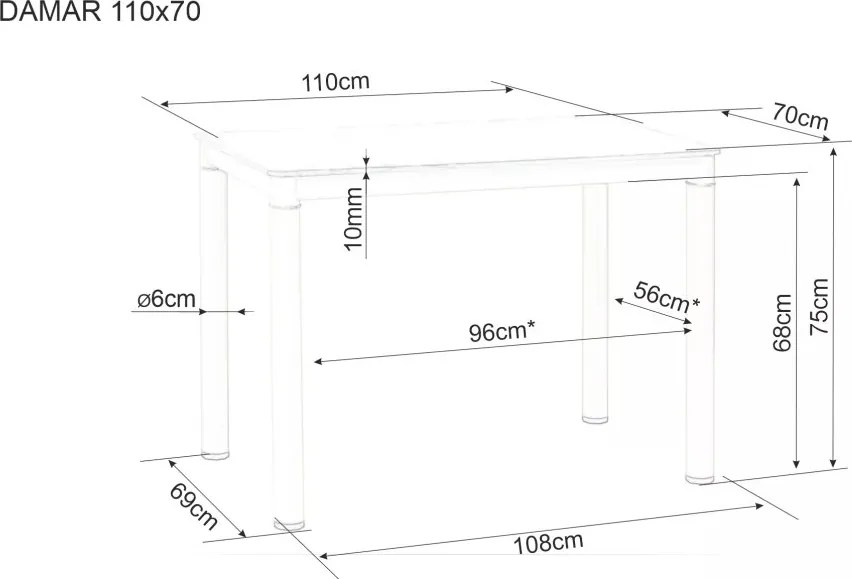 Masa de dining neagra DAMAR 100x70 cm, decor marmura alba