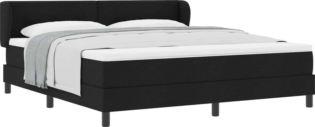vidaXL Pat cu arcuri cu saltea Negru 180 x 200 cm țesătură