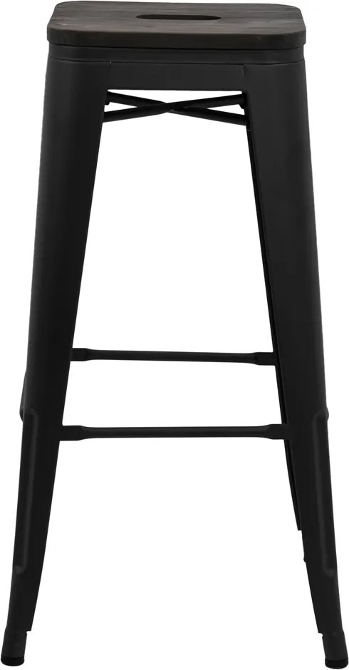 Scaun bar gri ABS 124 – Design industrial, metal rezistent, sezut lemn masiv