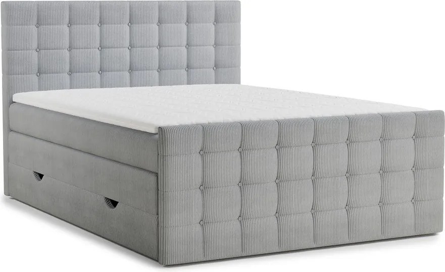 Pat boxspring gri cu spațiu de depozitare 160x200 cm Tasca – Maison de Rêve