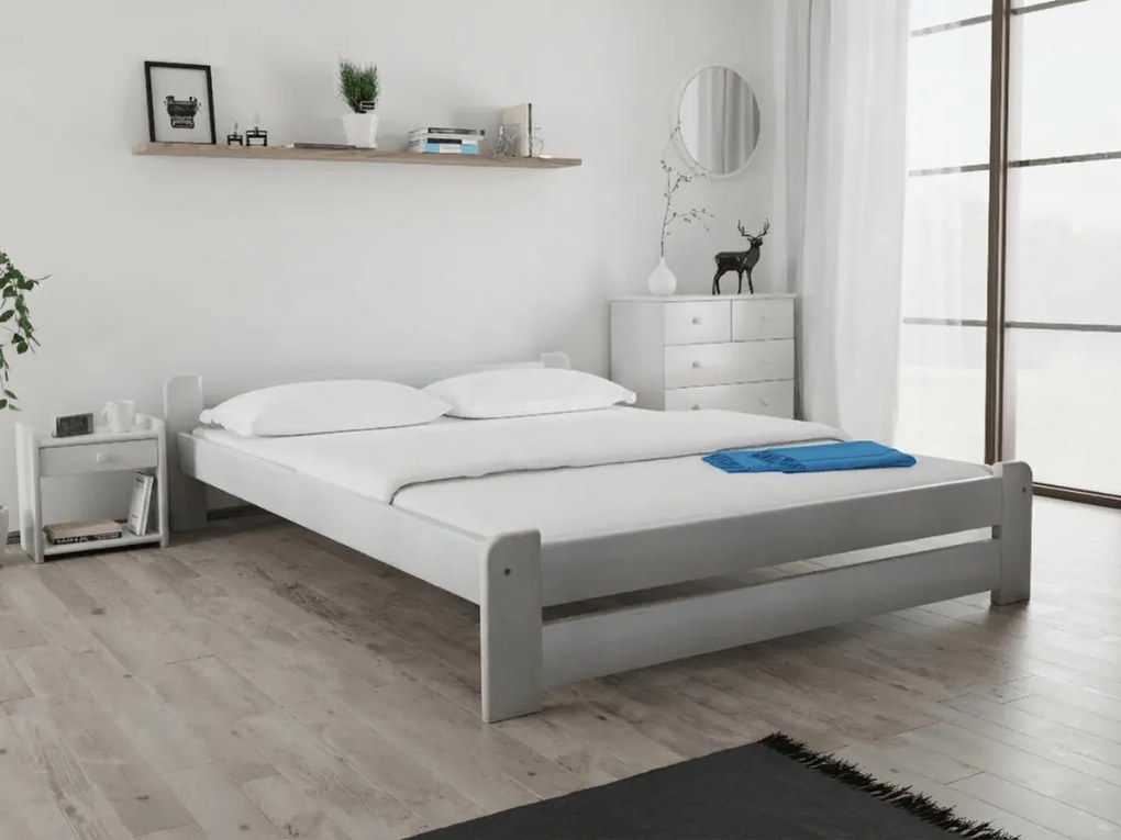 Pat Emily 160x200 cm, alb Saltele: Cu saltele Deluxe 10 cm, Somiera pat: Cu lamele drepte