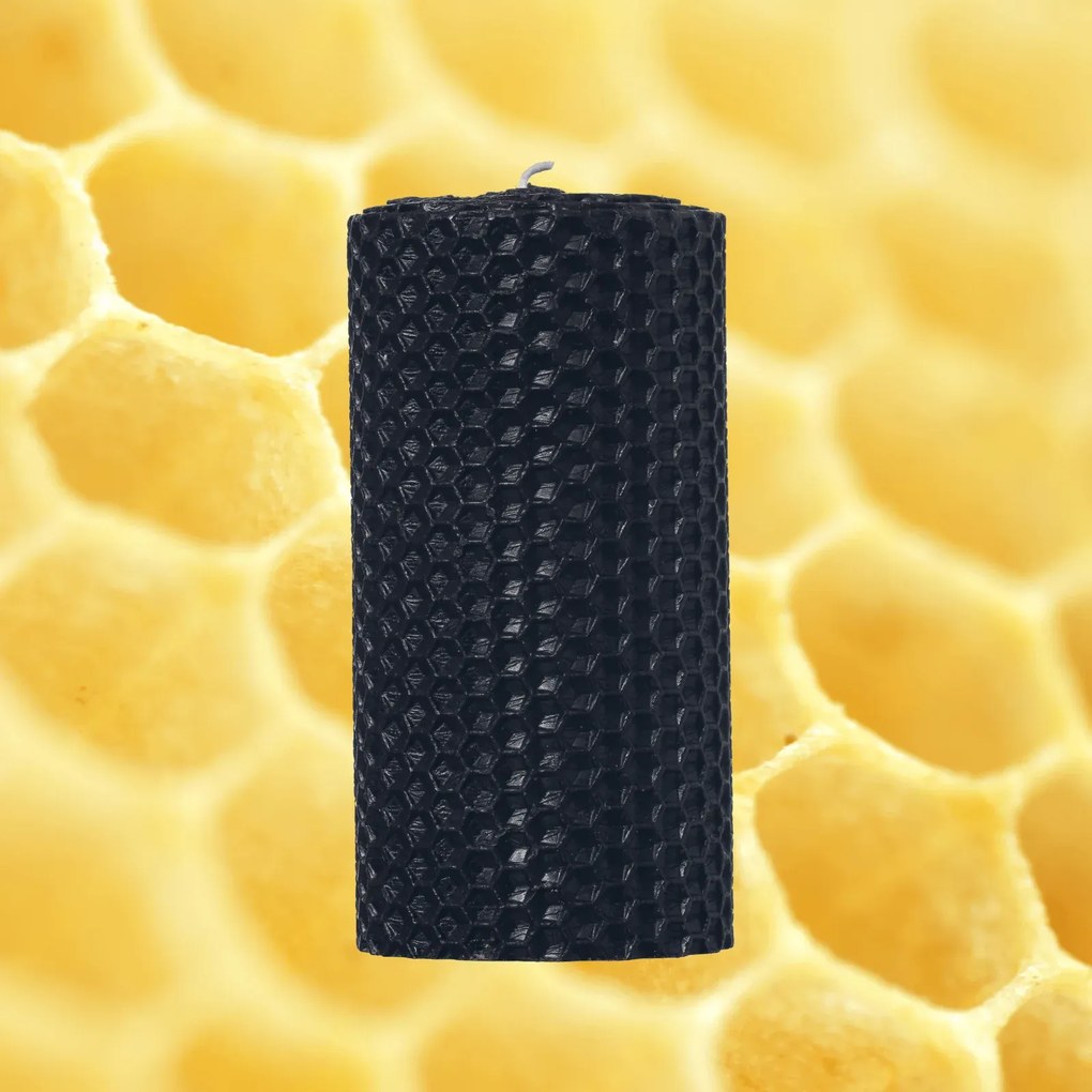 Lumanare tip Fagure din Ceara Colorata - Negru Negru, 10 cm, 6 cm