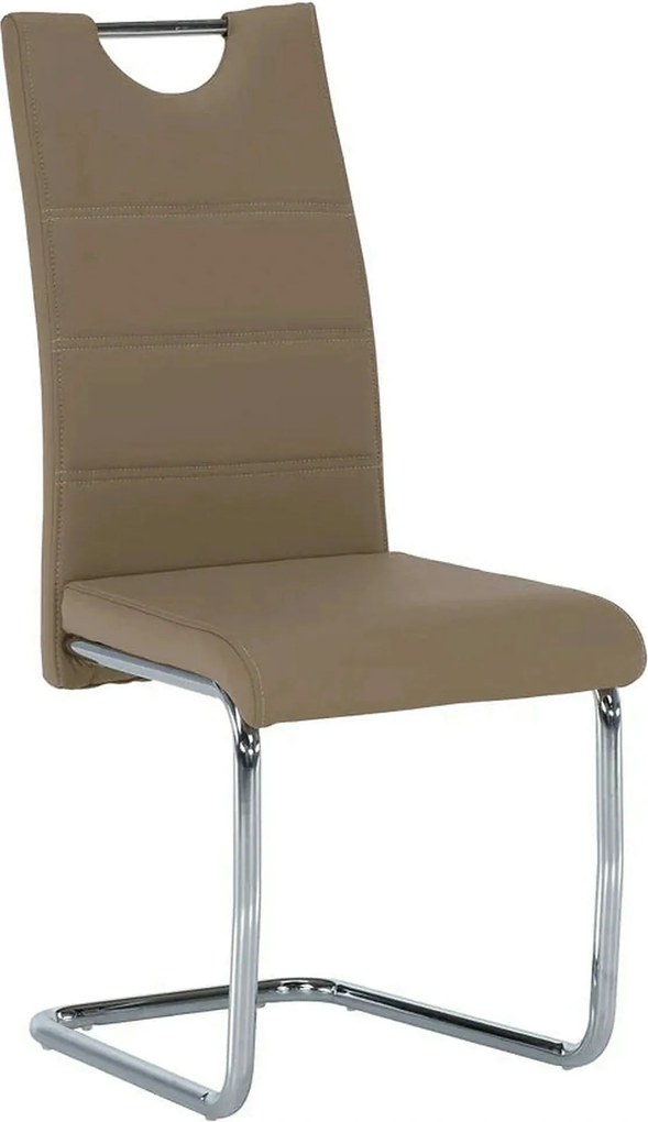 Scaun de bucatarie ABIRA NEW, cappuccino/crom, piele ecologica/metal,