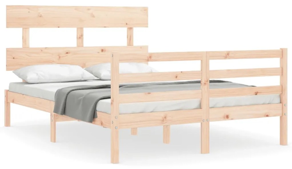 3195061 vidaXL Cadru de pat cu tăblie, dublu mic, lemn masiv