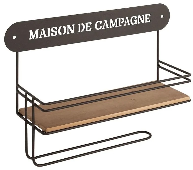 Raft de perete din metal si pin, cu model, Campagne
