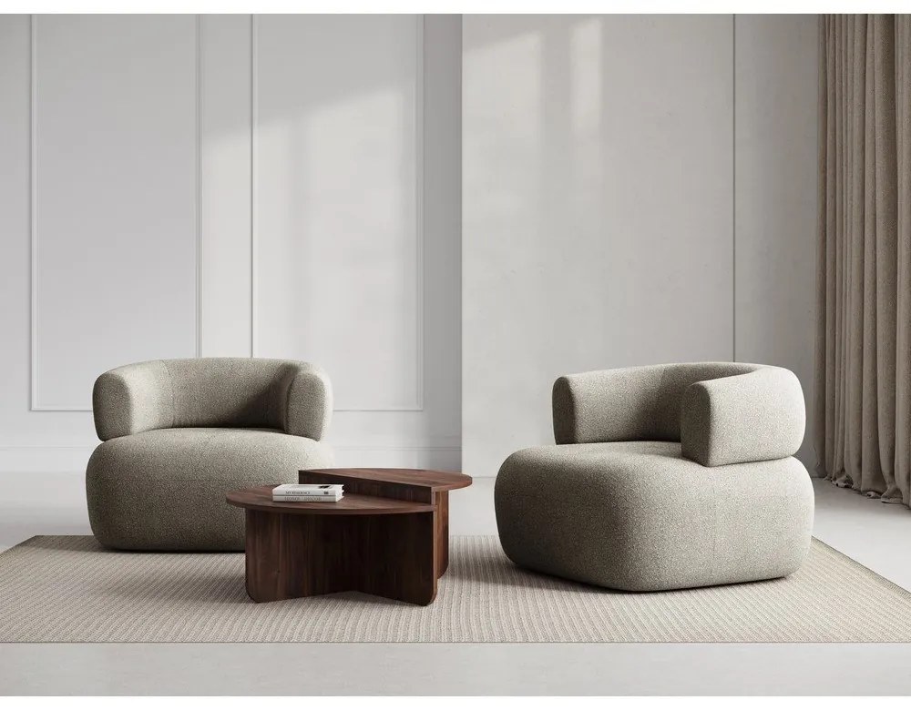 Fotoliu gri deschis cu tapițerie din țesătură bouclé Jenny – Micadoni Home