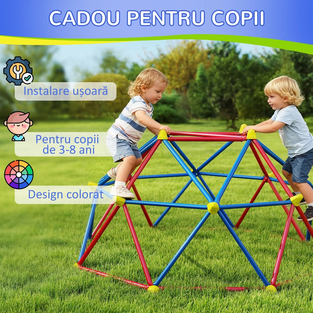 Outsunny Cadru de catarat, Jungle Gym, Turn geometric de catarat in aer liber cu rama din otel rezistenta la rugina | Aosom Romania