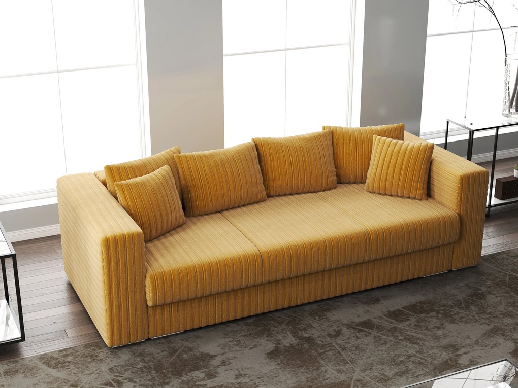 Canapea extensibilă dumonde cu ladă de depozitare si sezut confortabil din spuma high-density, Gloria Ambience Mustar 240x100 cm