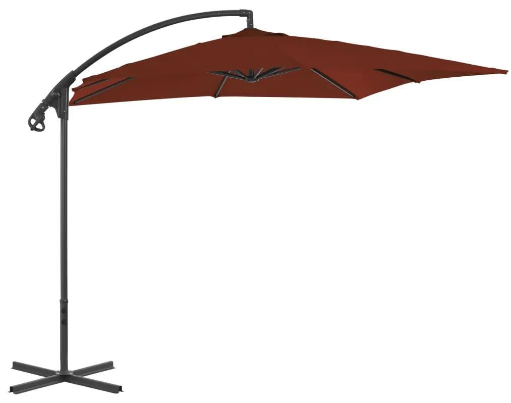 Umbrela suspendata cu stalp din otel, teracota, 250 x 250 cm